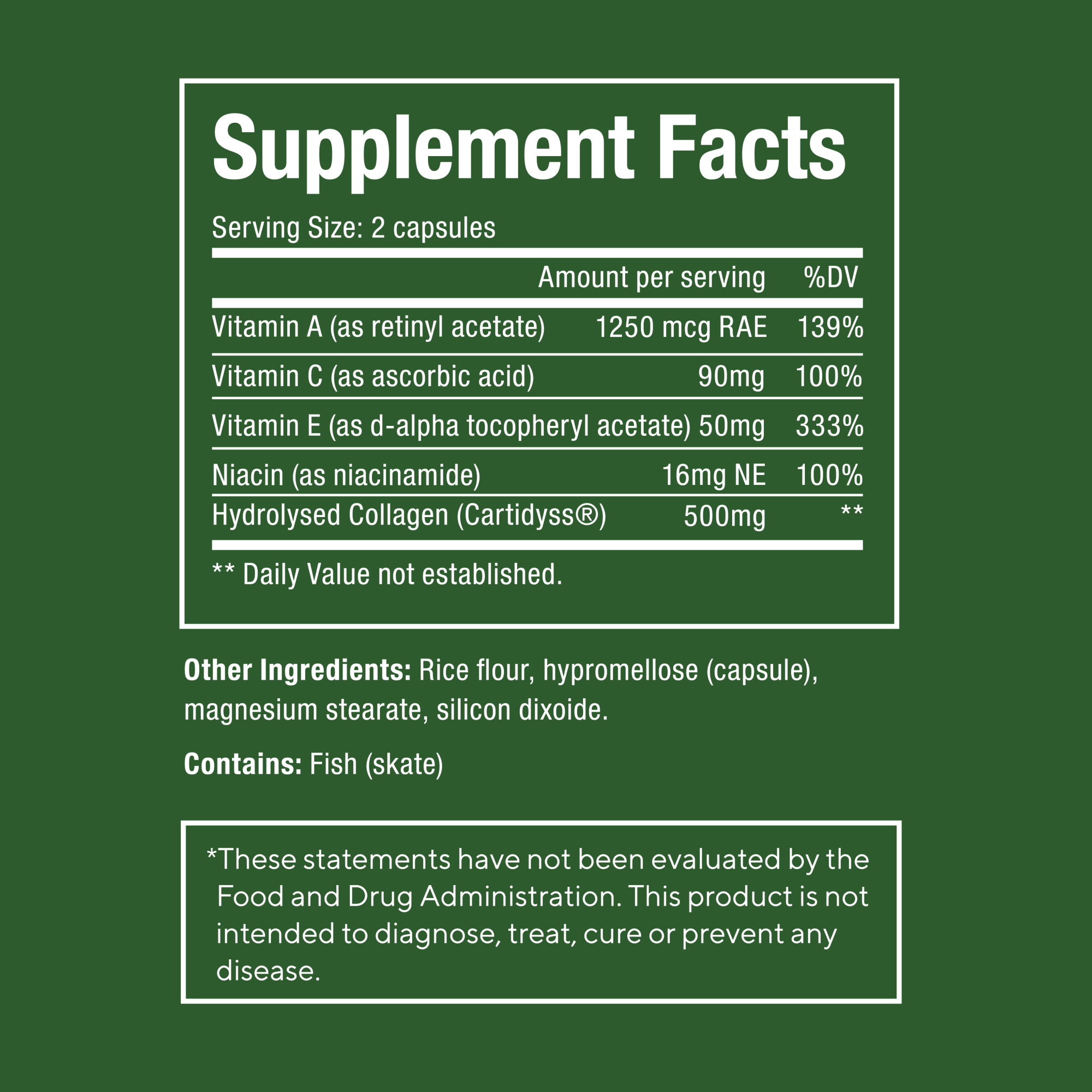 Supplement facts label